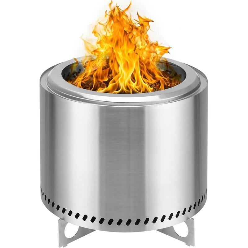 Smokeless Fire Pit, 19 Inch Stainless Steel Tabletop Firepit Wood Pellets Burning Low Smoke Firepit with Removable Ash Pan