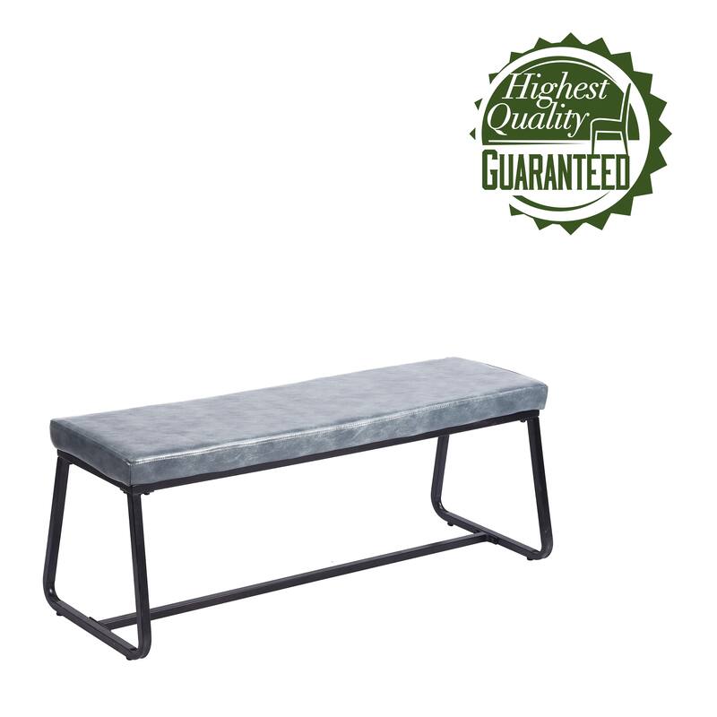 Porthos Home Remy Entryway Bench, PU Leather Upholstery, Iron Legs