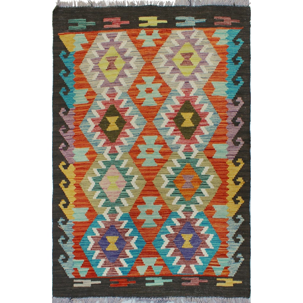 Flatweave Doniyor Charcoal/Rust Runner - 2'8" x 4'3"