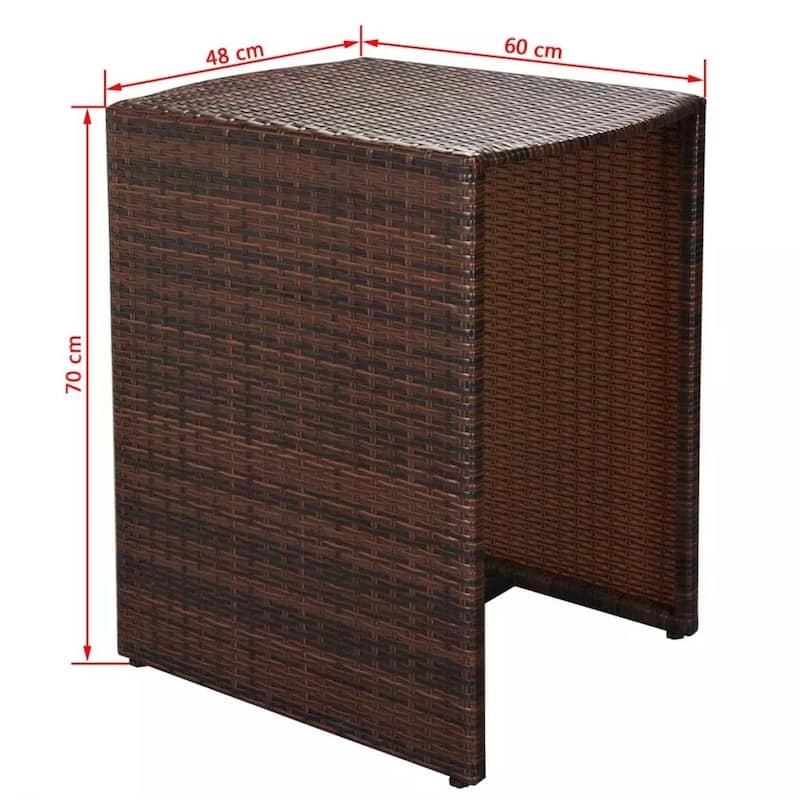 vidaXL Patio Bistro Set Outdoor Furniture Set Table and Chairs Poly Rattan - 23.6" x 18.9" x 27.6"