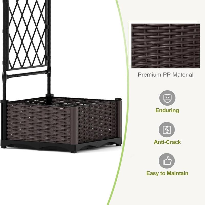 230 x 40 x 220 cm Metal Garden Arch Trellis with Planter Boxes - 90.5 Inch Wedding Arch and Outdoor Arbor for Lawn or Backyard