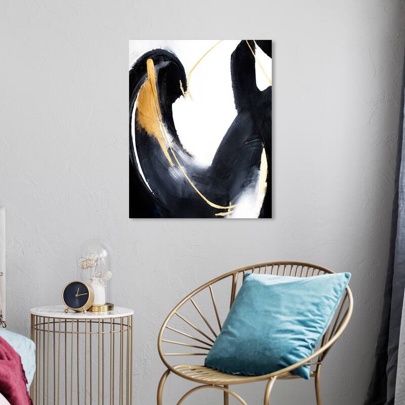 Wynwood Studio Abstract Crashing Wave Black and Modern & Contemporary Wall Art Canvas Print - 24 x 20