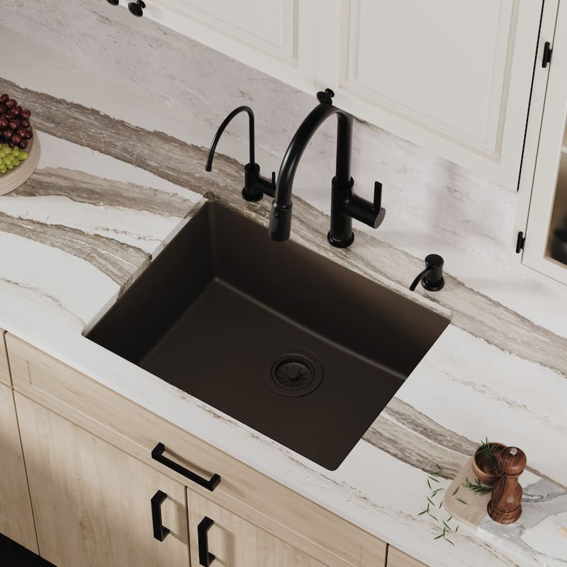 Karran Undermount 24.38 in Single Bowl Quartz Kitchen Sink