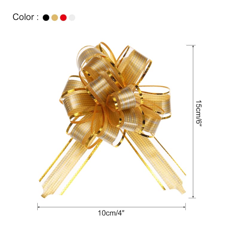 20pcs Large Pull Bow Gift Wrapping Bows Ribbon Organza for Presents - Red,Gold,Silver,Black - 6 Inch