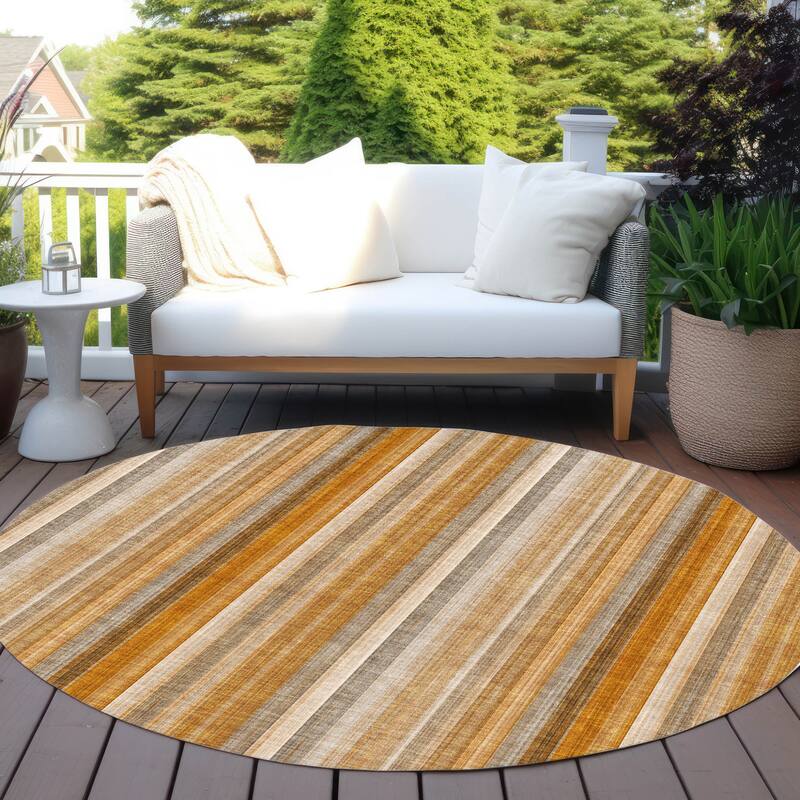 Alsito Stripe Weather Resistant Timeless Fusion Outdoor Rug
