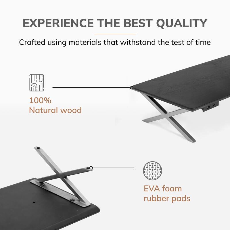 Jani Wood Monitor Stand Riser Desk - Ergonomic Design Stand, Desktop Organizer Table for Home, Office Workspace, Gaming Desk
