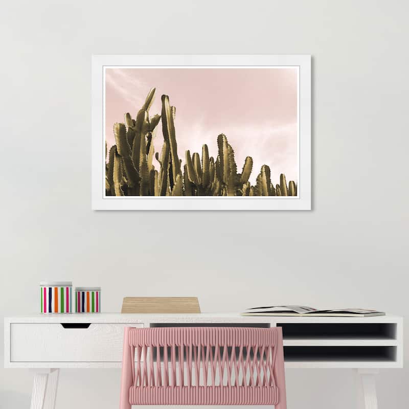 Wynwood Studio 'Dream Landscape Cactus' Floral and Botanical Green Wall Art Framed Print - 19 x 13