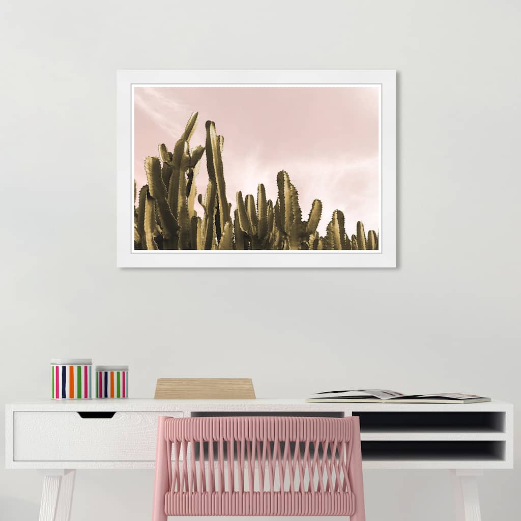 Wynwood Studio 'Dream Landscape Cactus' Floral and Botanical Green Wall Art Framed Print