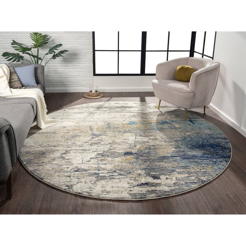 Milan Collection Abstract Blue Area Rug