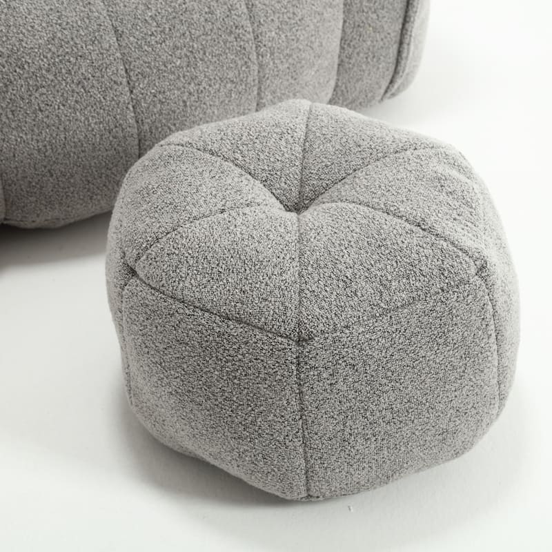 Grey Modern 42.5" Chenille Upholstered Buttons Tufted Accent Chair with Ottoman for Living Room