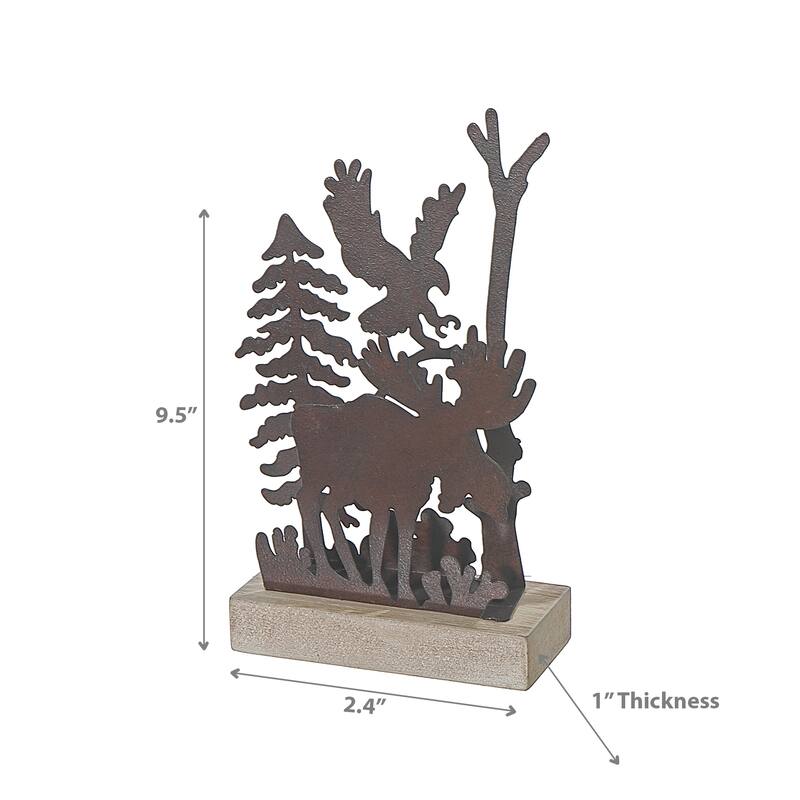 Metal And Wood Moose Large