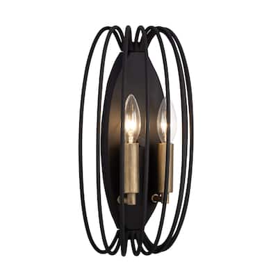 Varaluz Nico 2-Light Sconce - Carbon/Havana Gold