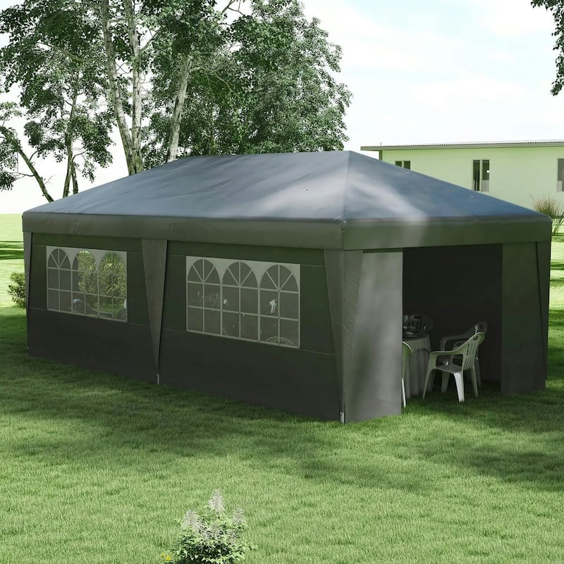 10' x 19.5' Pop Up Canopy Tent Height Adjustable, Leg Weight Bags, Bag - Grey