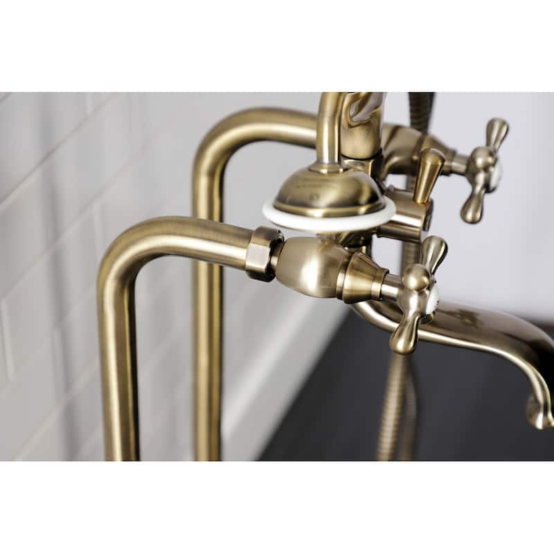 Kingston Brass Freestanding Clawfoot Tub Faucet Package with Supply Line in Matte Black