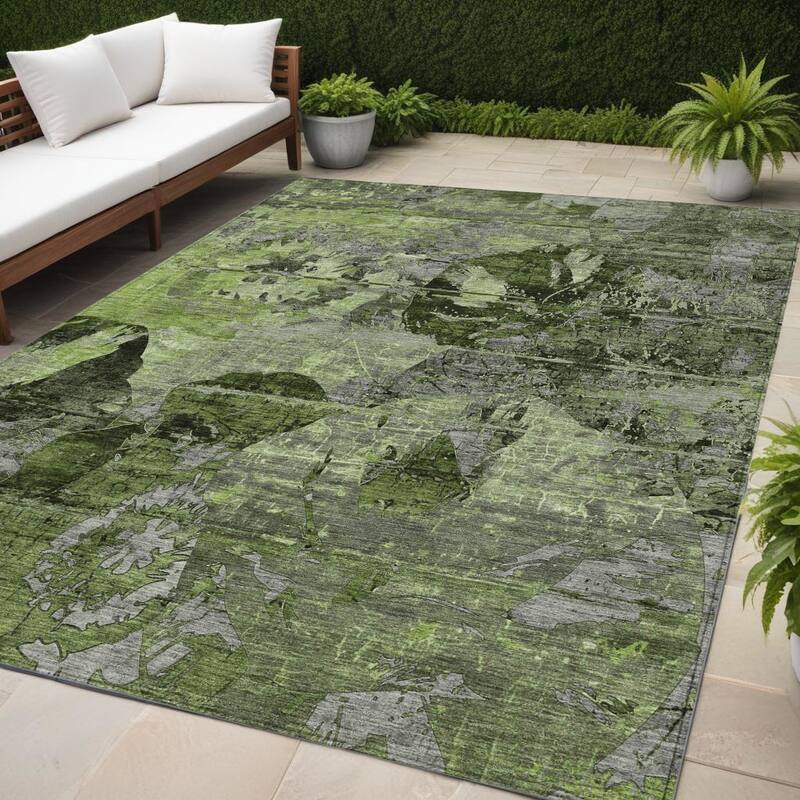 Mami Artistic Abstract Weather Resistant Classic Meets Modern Outdoor Rug - 5' X 8' - Multi