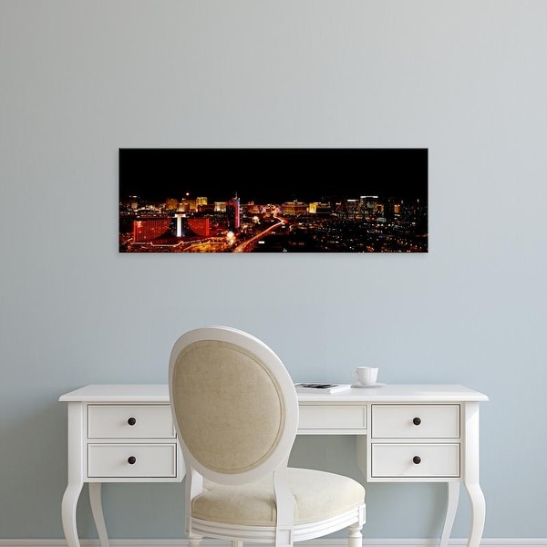 Easy Art Prints Panoramic Images's 'City lit up at night, Las Vegas, Nevada, USA' Premium Canvas Art