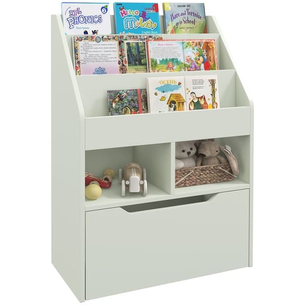 slide 2 of 31, Kids Bookcase Multi-Shelf Rack Organizer with Storage Drawer for Books, Playroom