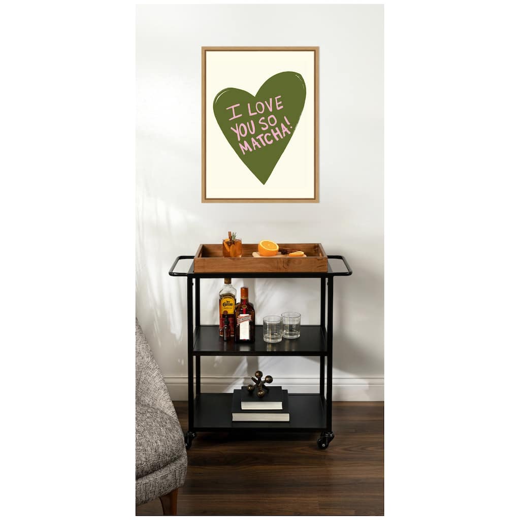 Kate and Laurel I Love You So Matcha by Megan Ryan Framed Canvas Wall Art Print