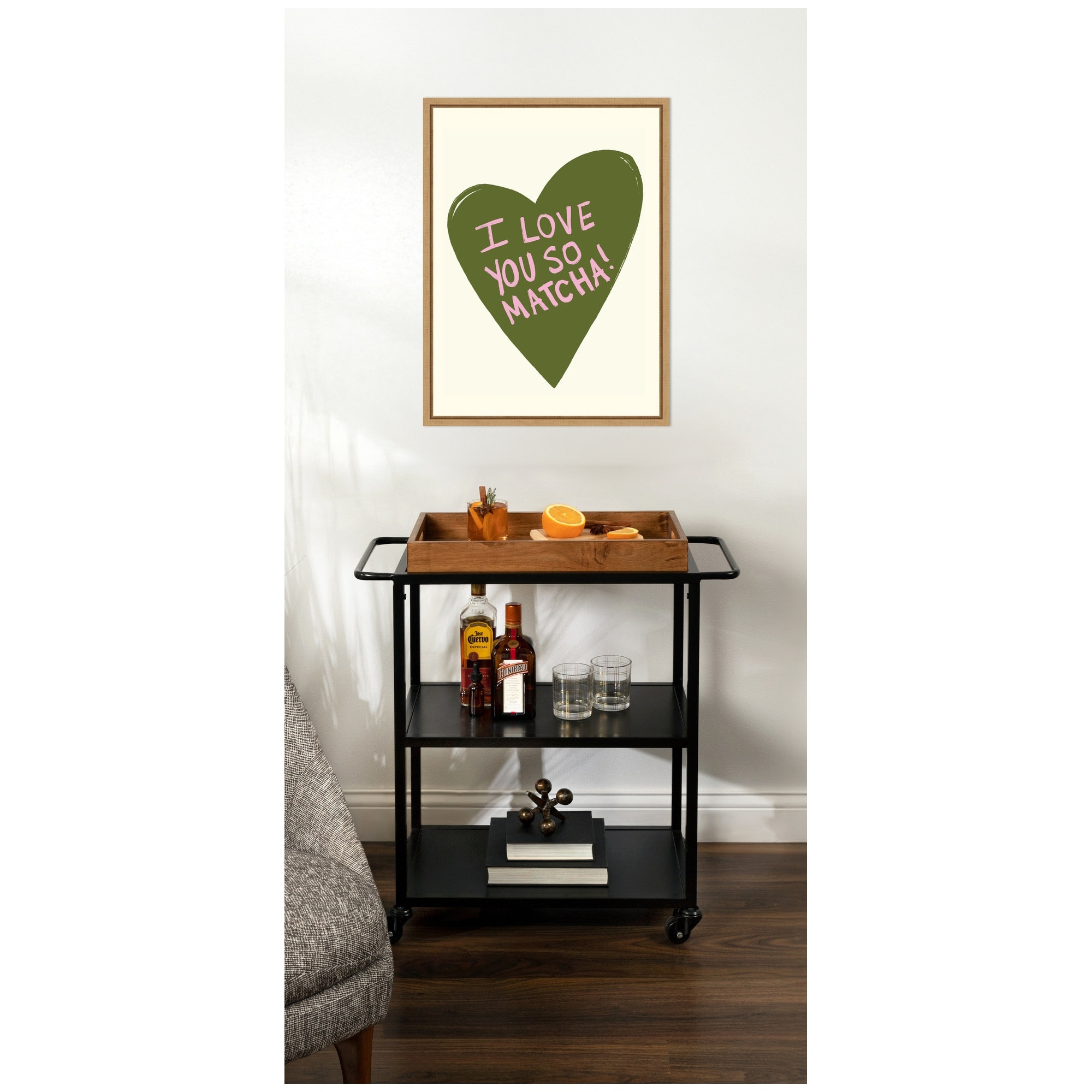 Kate and Laurel I Love You So Matcha by Megan Ryan Framed Canvas Wall Art Print