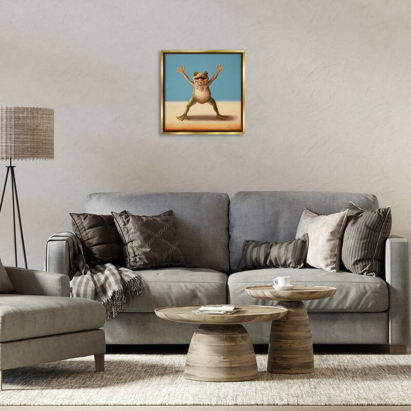 Stupell Motivational Exercise Frog Framed Floater Canvas Wall Art Design By Lucia Heffernan