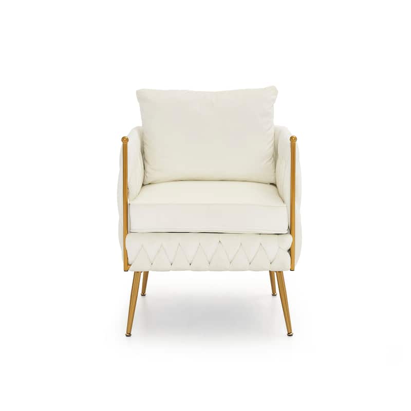 Modern Comfy Handmade Bucket Woven Velvet Accent Chair Arm Chair