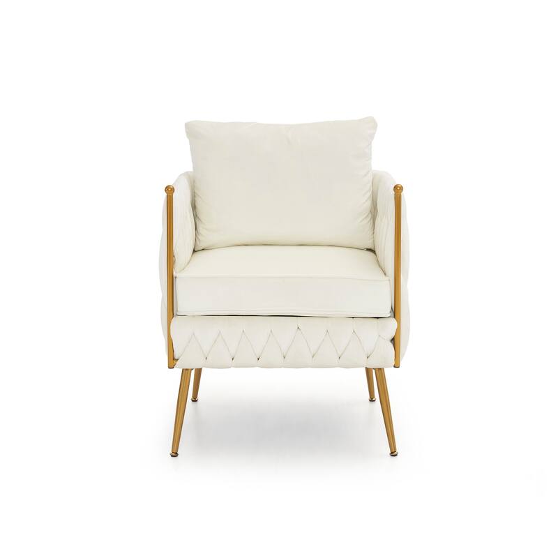 Modern Double Accent Chair Sofa Set 2pcs Handmade Woven Loveseat