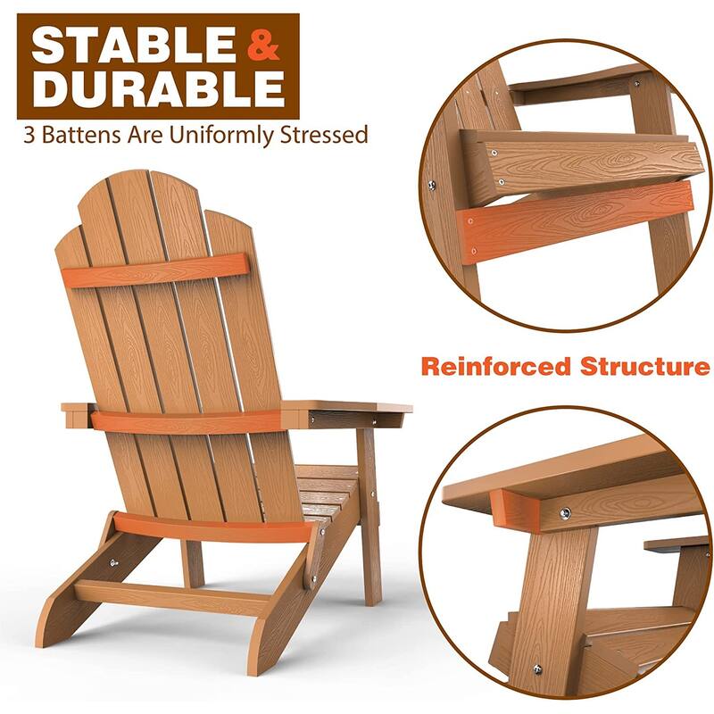 WINSOON All Weather HIPS Outdoor Folding Adirondack Chair Outdoor Garden Patio Chair