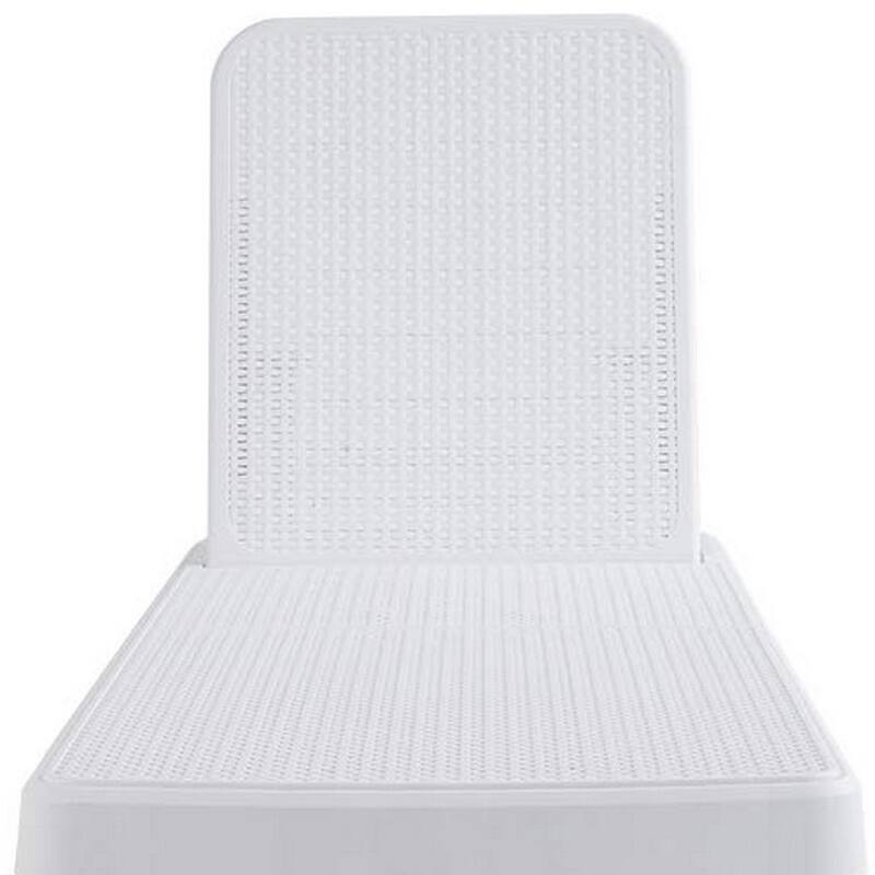75" White Heavy Duty Plastic Outdoor Stacking Chaise Lounge