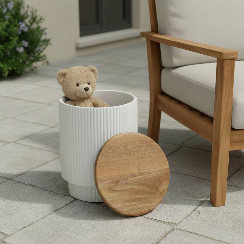 Christopher Knight Home Calyx Patio MGO Storage Side Table - White