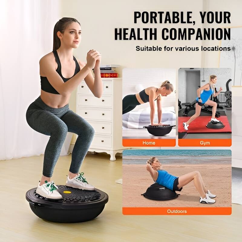 Half Balance Ball Trainer with Bands, 26 Inch Stability Ball for Workouts - Crescent Pattern