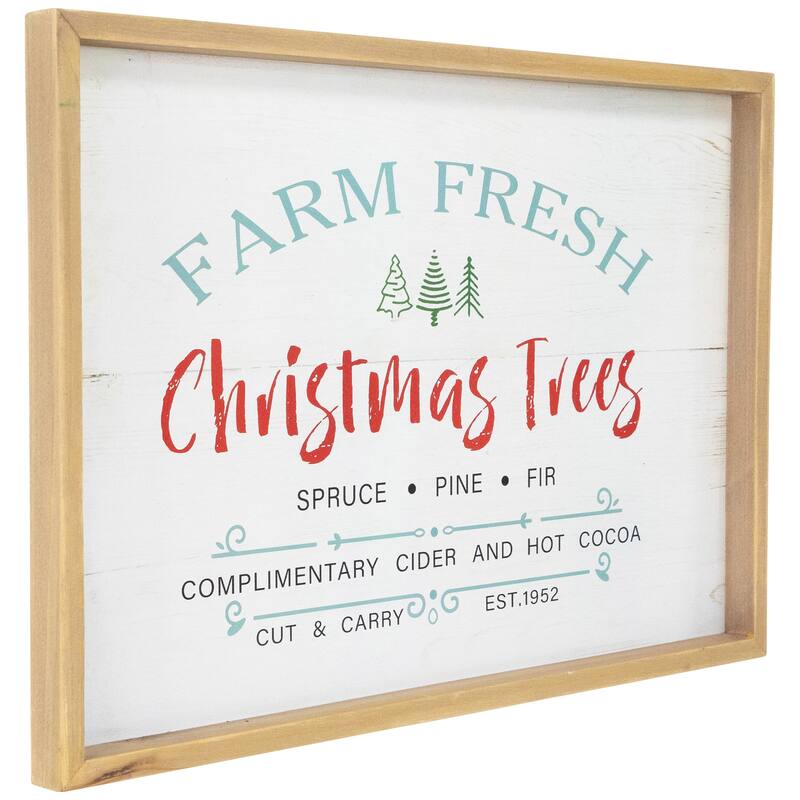 Framed Farm Fresh Christmas Trees Wooden Wall Sign - 18.75" x 13"