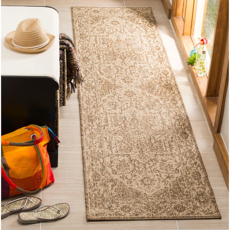 SAFAVIEH Linden Karol Indoor/ Outdoor Waterproof Patio Backyard Rug - 2'2" x 12' Runner - Cream/Beige