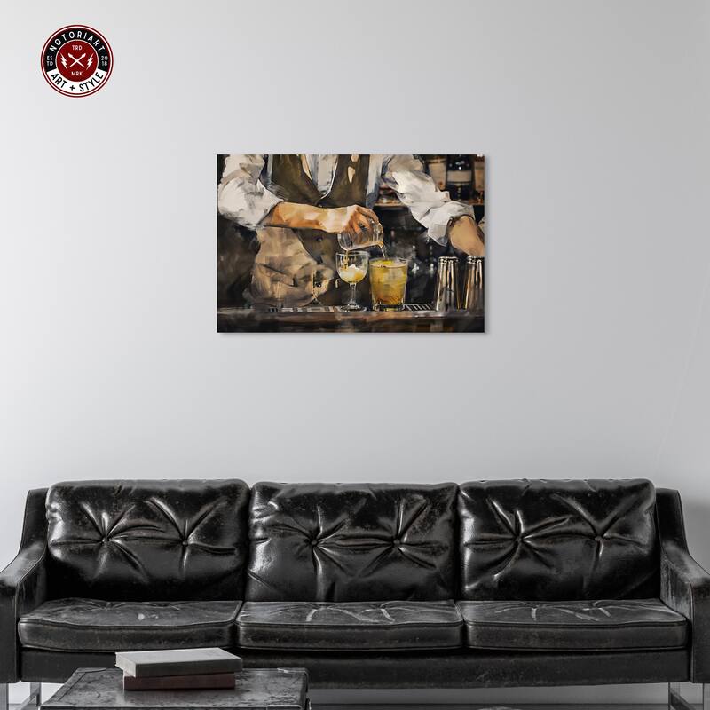 Notoriart Bartender Gallery Wrapped Bar Cart Art For Men