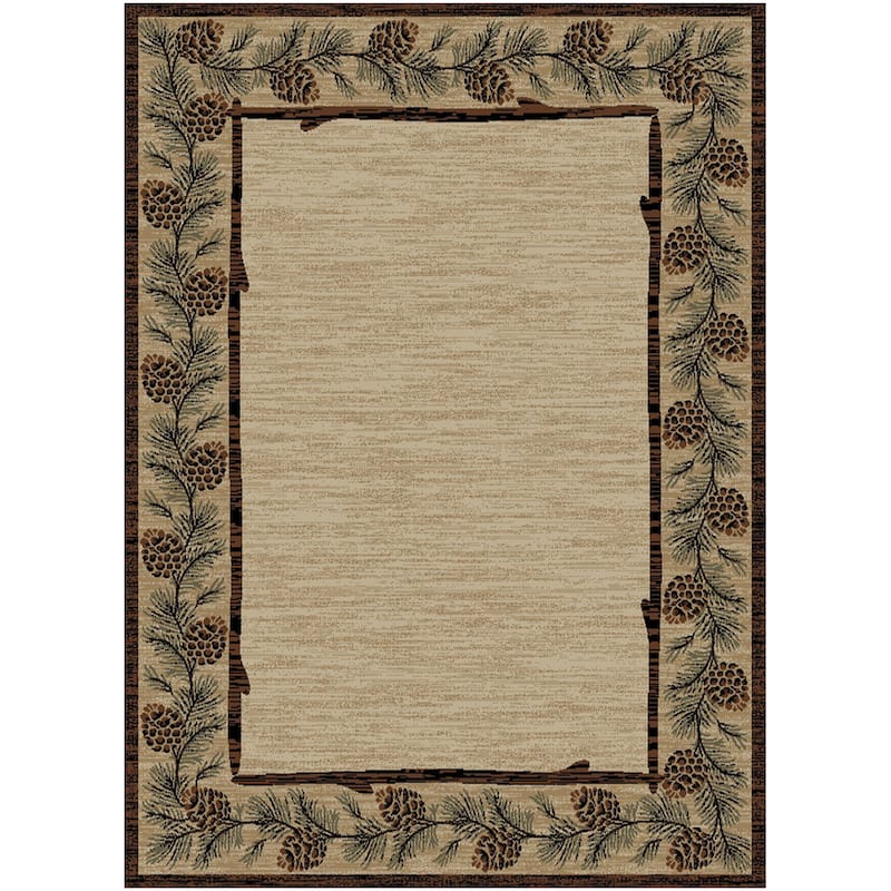 American Destination Clearmont Brown Rustic Pinecone Lodge Area Rug - 7'10"x9'10"