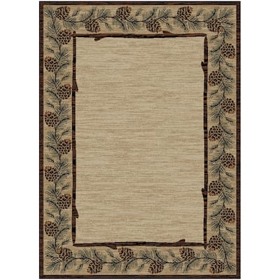 American Destination Clearmont Brown Rustic Pinecone Lodge Area Rug