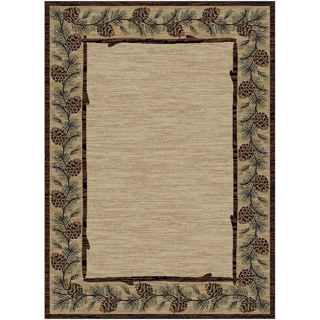 American Destination Clearmont Brown Rustic Pinecone Lodge Area Rug
