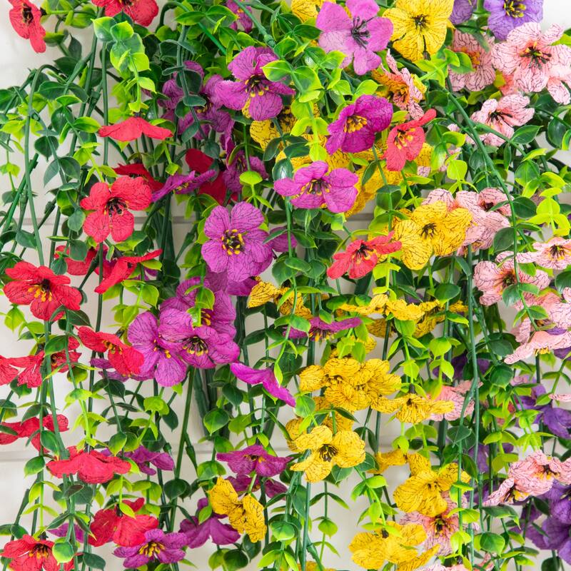 31-in UV Resistant Artificial Daisy Hanging Plant - Set of 6