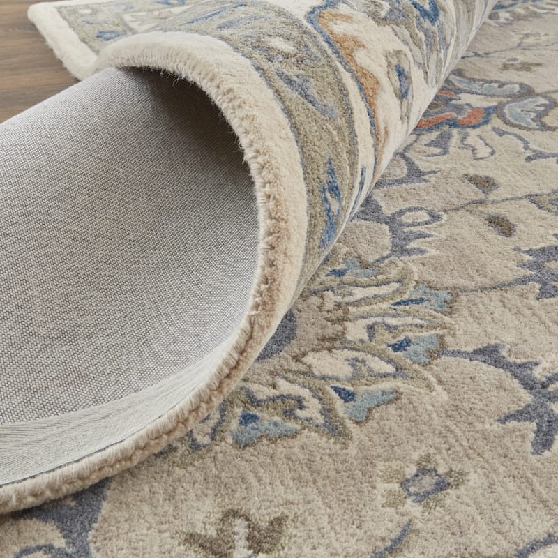 Mattias Tufted Persian Floral Rug, Warm Gray/Blue, Area Rug