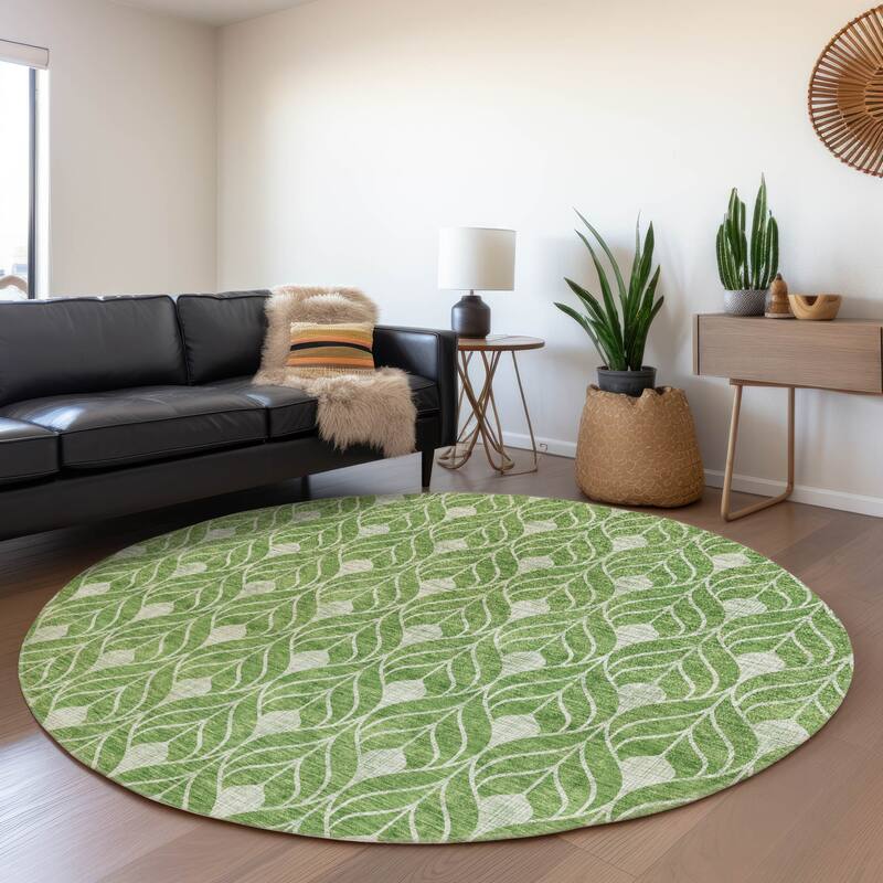 Premium Washable Super Soft Geo Teardrop Mayfield Rug - Green - 8' x 8'