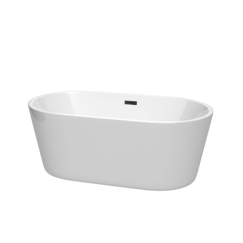 Wyndham Collection Carissa 60" Free Standing Acrylic Soaking Tub with - White / Matte Black Trim