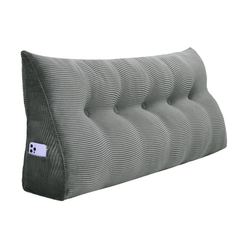 WOWMAX Large Reading Wedge Headboard Pillow for Bed Rest Back Support - Queen - Grey