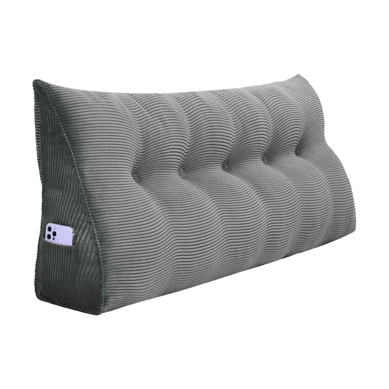 WOWMAX Headboard Reading Wedge Pillow Back Support Bed Rest TV Watch - Queen - Grey