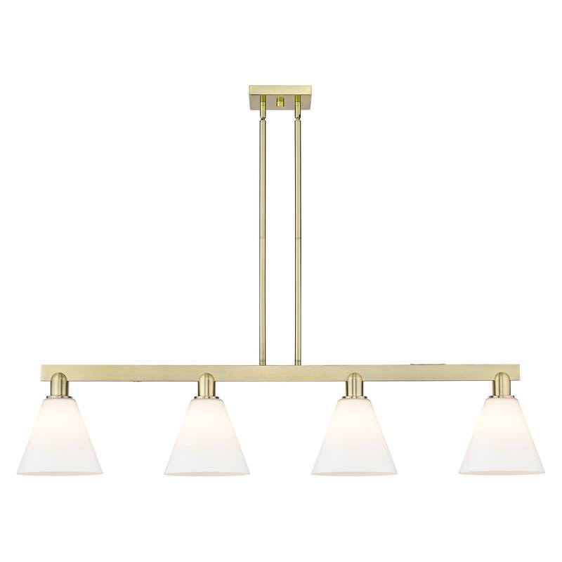 Innovations Lighting Endless Possibilities Arcadia - Berkshire Glass - 4 Light 51" Stem Hung Island Light - Antique Brass/Matte White