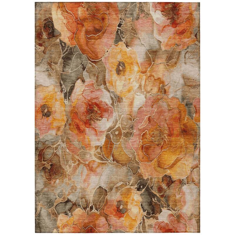 HomeRoots Floral Transitional Rectangle Outdoor Rug