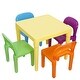 preview thumbnail 1 of 5, Kids Activity Table and Chair Plastic 4 Set Yellow Table Primary Chairs