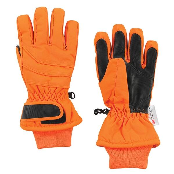 slide 1 of 1, Hudson Baby Unisex Snow Gloves, Orange Orange - 3T
