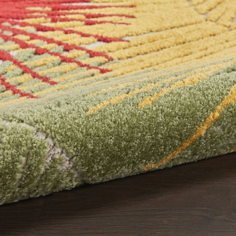 HomeRoots Palm Leaf Contemporary Rectangle Outdoor Rug - 5' X 7'