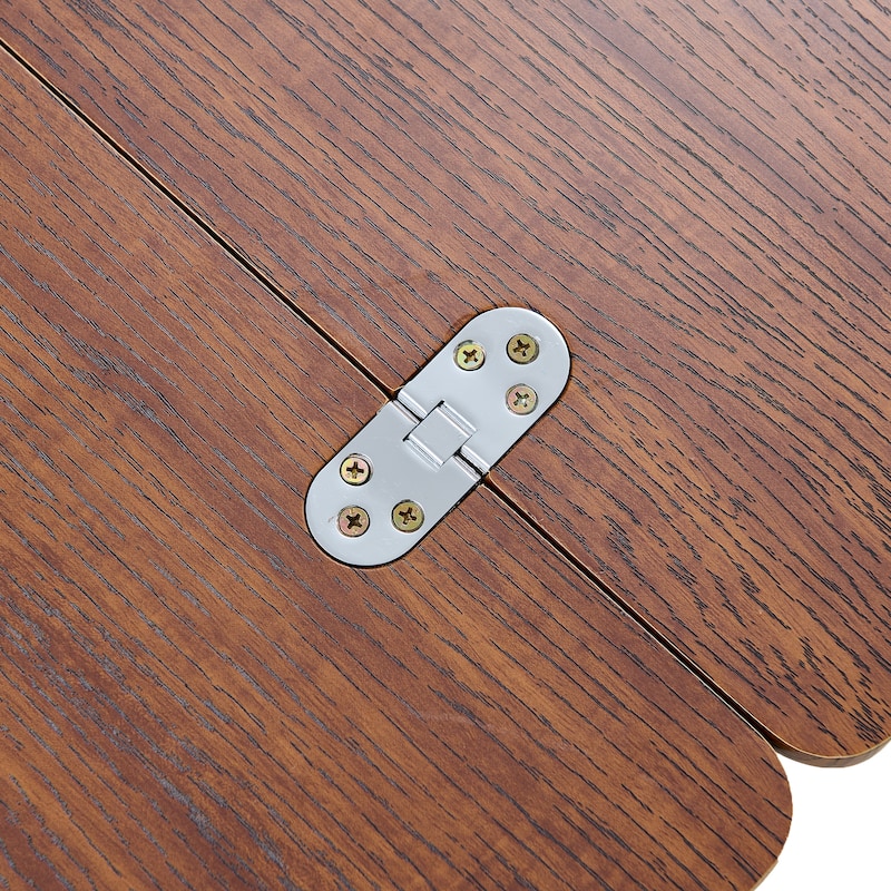 27.6" Modern Multi-Function Coffee Table Wood Side Table with Foldable Top, Casters, Multi-Tier Storage for Small Living Rooms