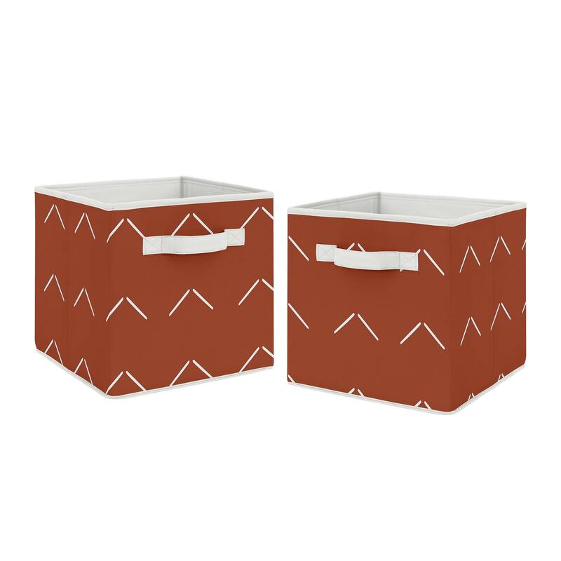 Boho Arrow Foldable Fabric Storage Bins - Ivory Burnt Orange Modern Farmhouse Southwest Shabby Chic Designer Bohemian Diamond