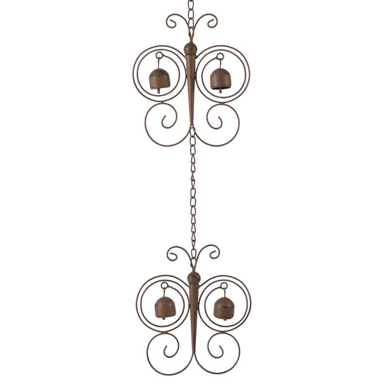Glitzhome 8.5ft 8-Piece Faux Copper Butterfly Shaped Rain Chain with V-Shaped Gutter Clip